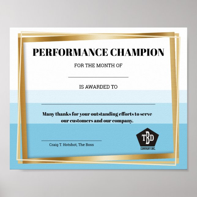 Poster Universal employee recognition award certificate (Frente)