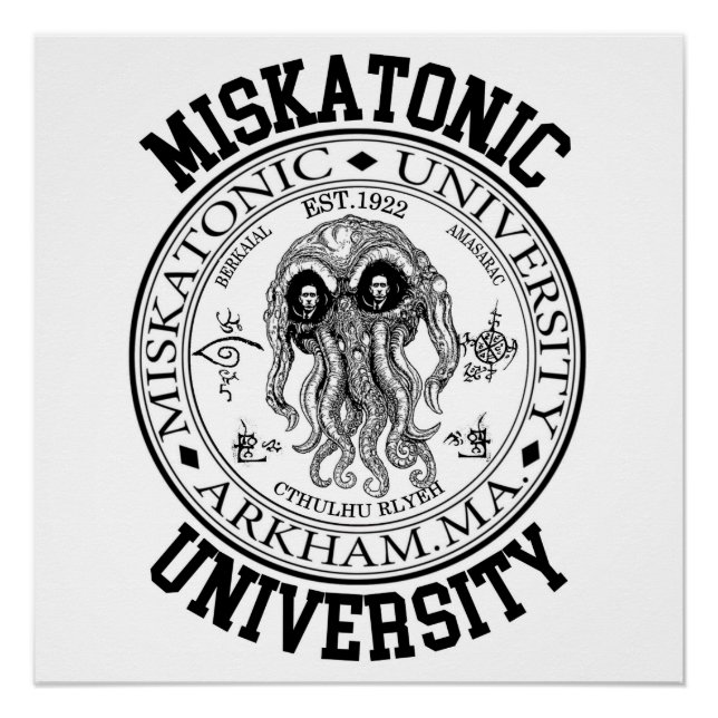 Pôster Universidade Miskatonic CTHULHU HP LOVECRAFT (Frente)
