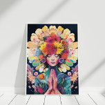 Poster Universo de Flores de Garotas Meditantes<br><div class="desc">Yoga Girl Meditando Flores Poster</div>
