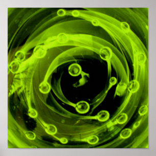 Pôster Universo de néon da nebulosa do vidro verde de