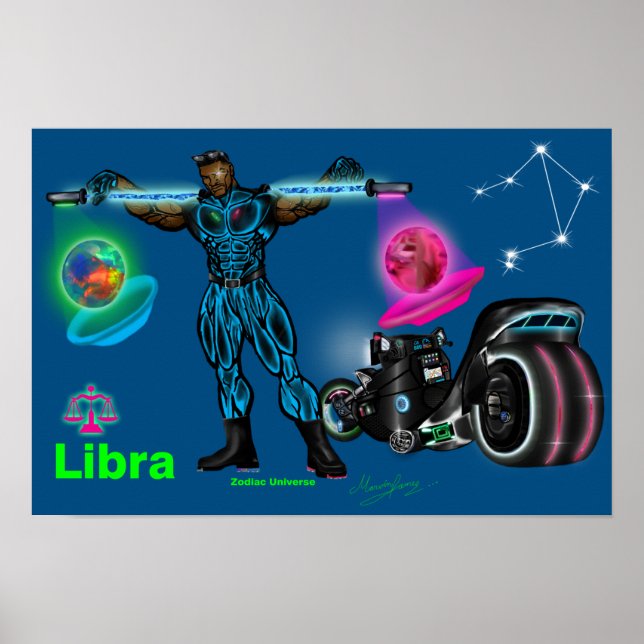 Poster Universo do Zodíaco - Cartaz de Libra (Frente)