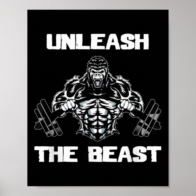 Poster Unleahe Gorilla Bodybuilding Motivational Gift  (Frente)