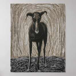 Poster Unleashed Soul: Modern Expressionist Dog Art