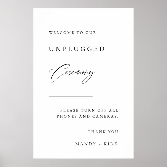 Poster Unplugged Ceremony Wedding Sign  (Frente)