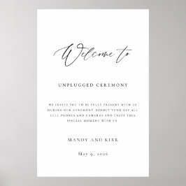 Poster Unplugged Ceremony Wedding Sign