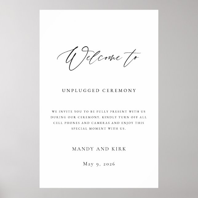 Poster Unplugged Ceremony Wedding Sign (Frente)