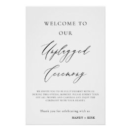 Pôster Unplugged Wedding Ceremony Sign | Please Turn Off 