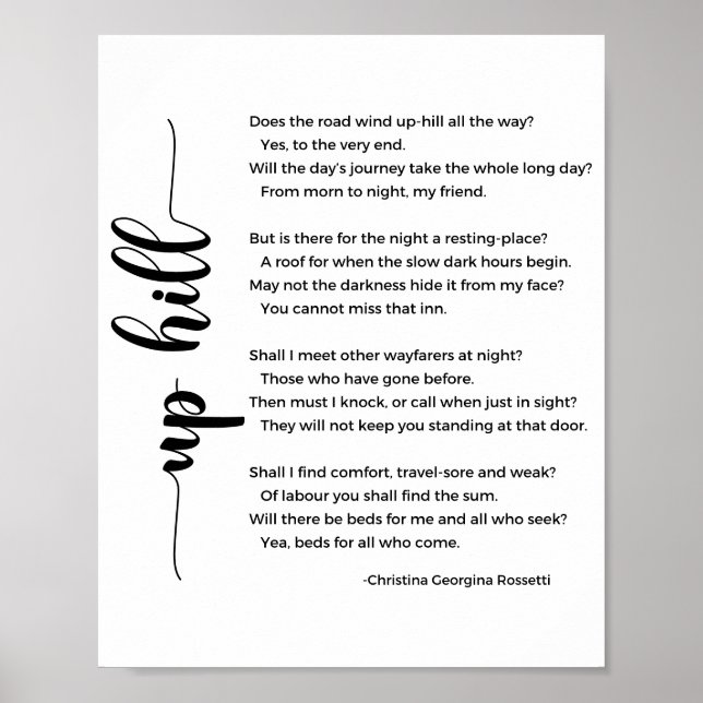 Poster Up Hill Poem por Christina Georgina Rossetti (Frente)