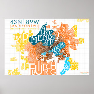 Pôster *UPDATED* da tipografia da vizinhança de Madison