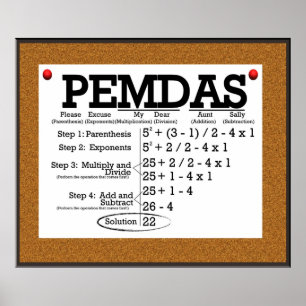 Pôster *UPDATED* do quadro de mensagens de PEMDAS