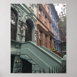 Pôster Upper West Side Brownstone Townhouses New York NYC