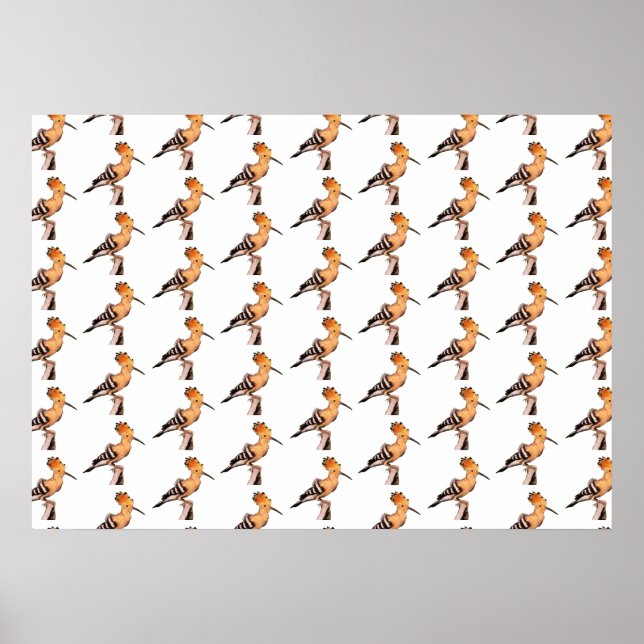 Poster Upupa epops epops Tiled Pattern (Frente)