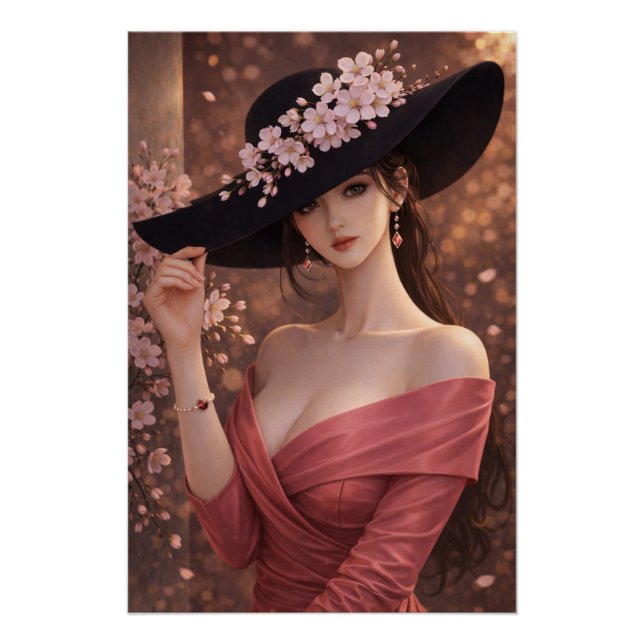 Pôster URBAN FLUID ELEGANCE — Crimson Bloom (Frente)