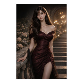 Pôster URBAN FLUID ELEGANCE — Crimson Reverie Poster