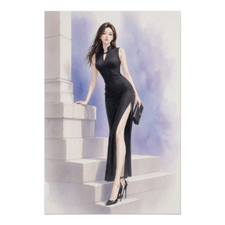 Pôster URBAN FLUID ELEGANCE — Midnight Orchid Poster
