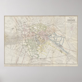 Poster Urban Layout Plan of Berlin from 1847, German Map