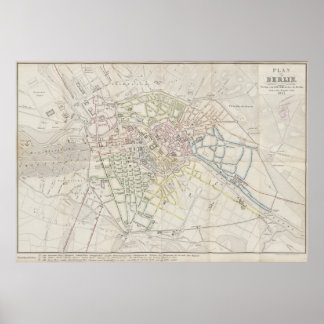 Poster Urban Layout Plan of Berlin from 1847, German Map