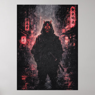 Poster Urban Oni Demon Samurai, Japanese Anime Art