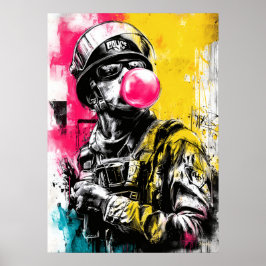Poster Urban Tactical Figure With Bubblegum Contemporary 