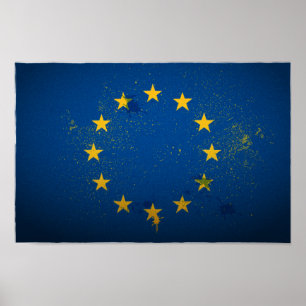 Poster urbano da bandeira da União Europeia
