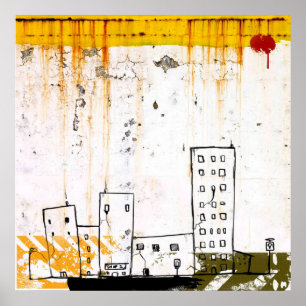 poster urbano da deterioração dos grafites