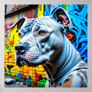 Poster Urbano Grafite Street Art White Pitbull Lover