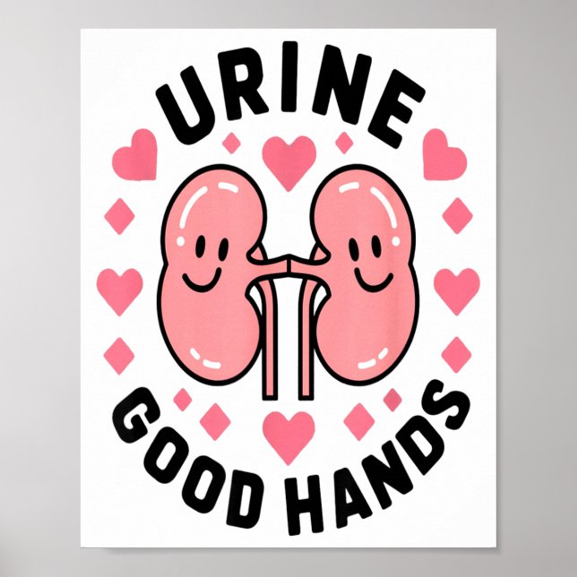 Poster Urine Good Hands Kidney Pun Cute Cartoon Humor  (Frente)
