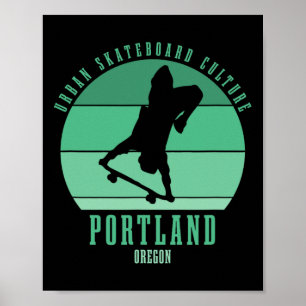Poster Urn de skatista de Portland Oregon Skateboarding