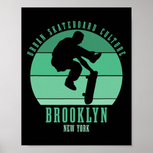 Poster Urn Skateboard de Skatista do Brooklyn Nova York