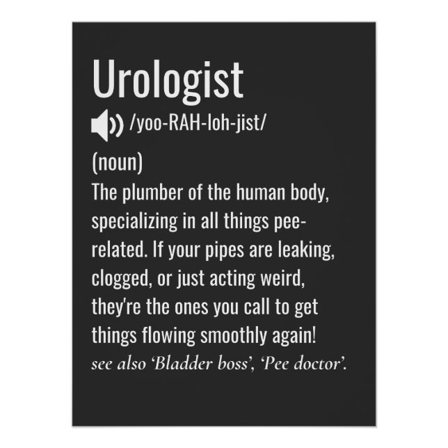 Pôster urologista define urologia engraçada (Frente)
