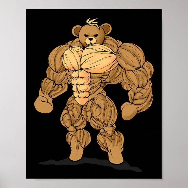 Poster Ursa de Esporte de Força para Fisiculturismo  (Frente)
