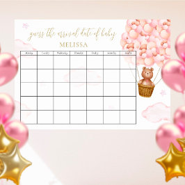 Poster Ursa de pelúcia de adivinhação da data de parto Ba