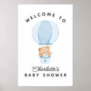 Poster Ursa de pelúcia simples balão azul