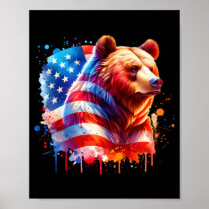 Poster Ursa do Dia 4 de Julho Patriota Pai Americano Band