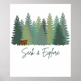 Poster Ursa Explorar e Descobrir na Floresta Download Dig