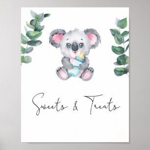 Poster Ursa Koala - doces e guloseimas para baby shower