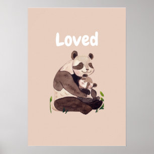 Poster Ursa Panda Fofa Amada Abraçando a Arte da Sala de