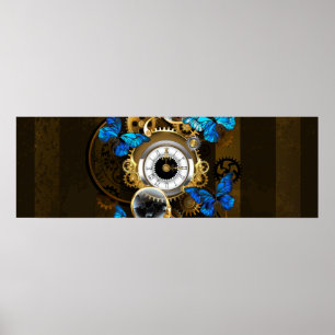 Poster Ursinhas Steampunk e Borboletas Azuis