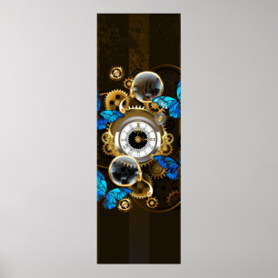 Poster Ursinhas Steampunk e Borboletas Azuis