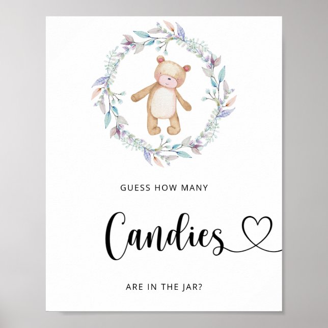 Poster Ursinho adivinhe quantos doces (Frente)