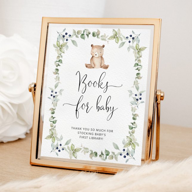 Poster Ursinho de aquarela, livros de eucalipto para bebê (Criador carregado)