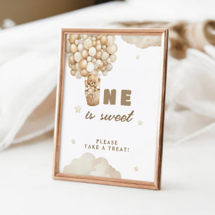 Poster Ursinho de Balões Bege Um É Doce