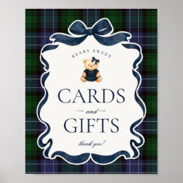 Poster Ursinho de Laço Coquete Préppy Plaid Cartões e Pre