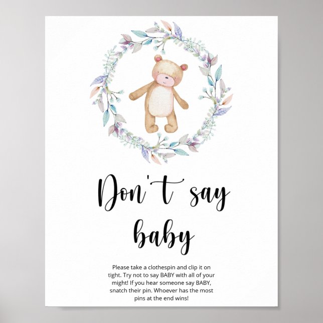 Poster Ursinho Não diga bebê  (Frente)
