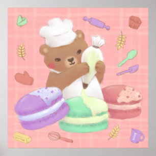 Poster Ursinho o padeiro com macarões