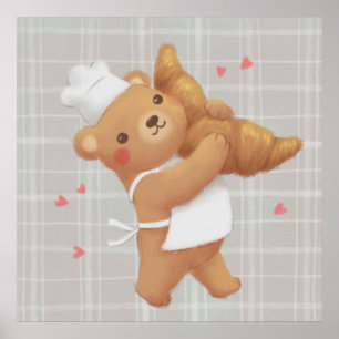 Poster Ursinho o padeiro com o croissant