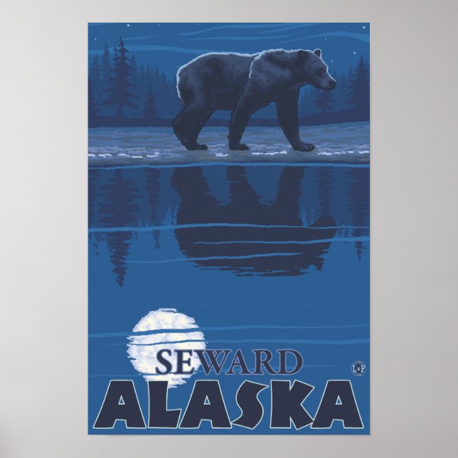 Pôster Urso à Lua - Sento, Alasca (Frente)