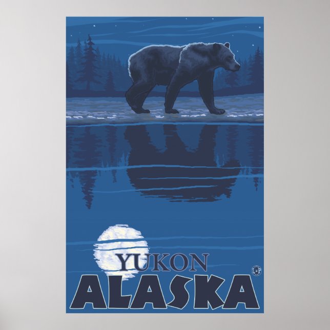 Pôster Urso à Lua - Yukon, Alasca (Frente)
