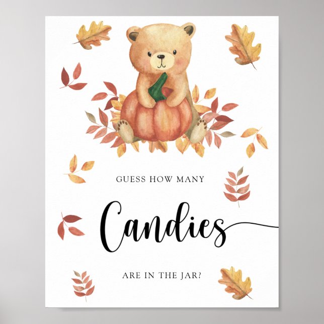 Poster Urso - adivinhem quantos doces (Frente)