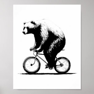 Poster Urso andando de bicicleta de bicicleta de montanha